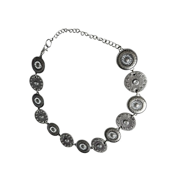 Belt Vintage Y2K Silver Disc Chain Rhinestone Studded Faux Leather Statement main image 7